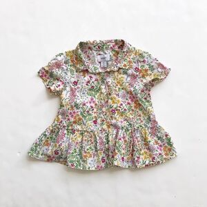 Old Navy floral print peplum button blouse EUC 5T